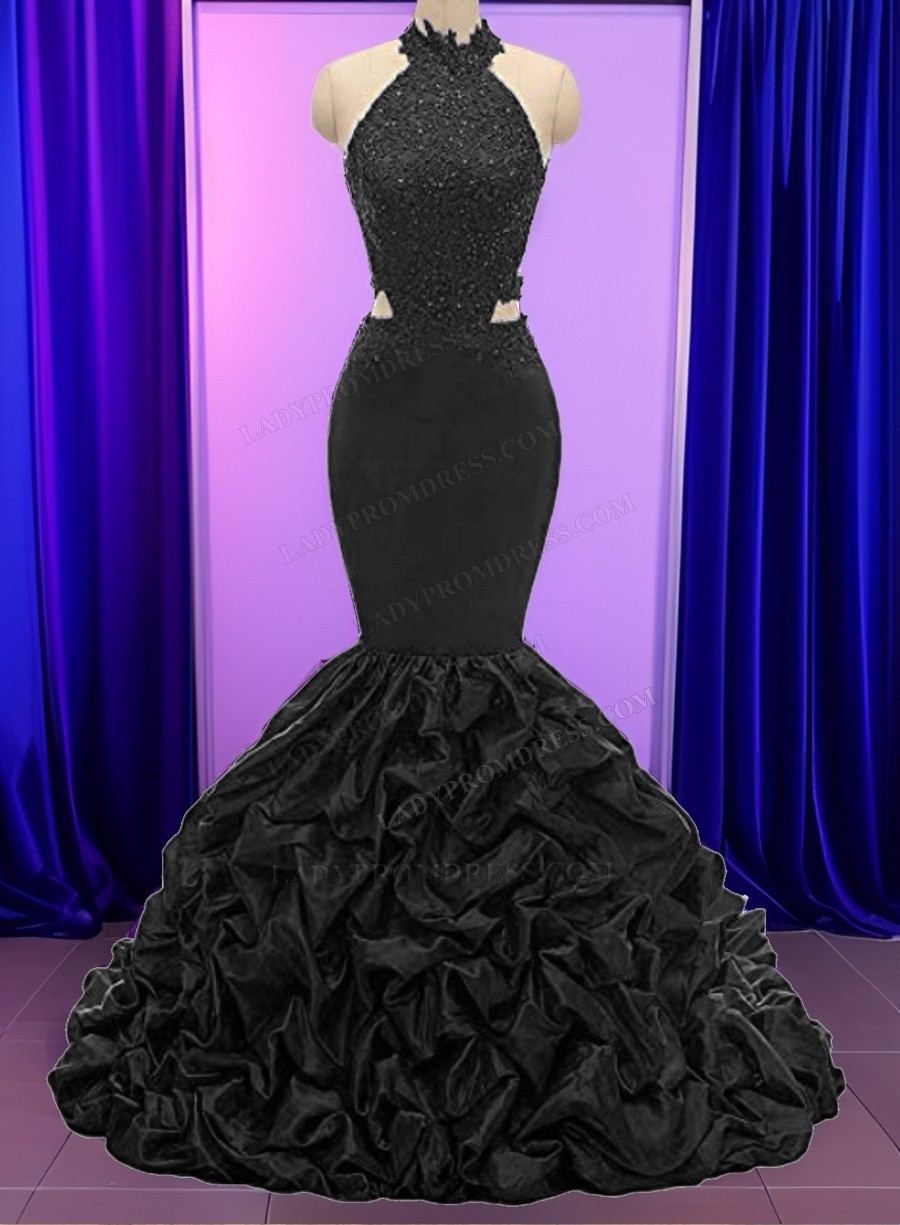 Gorgeous High Neck Sexy Backless Long Mermaid Purple Prom Dresses, PD0260