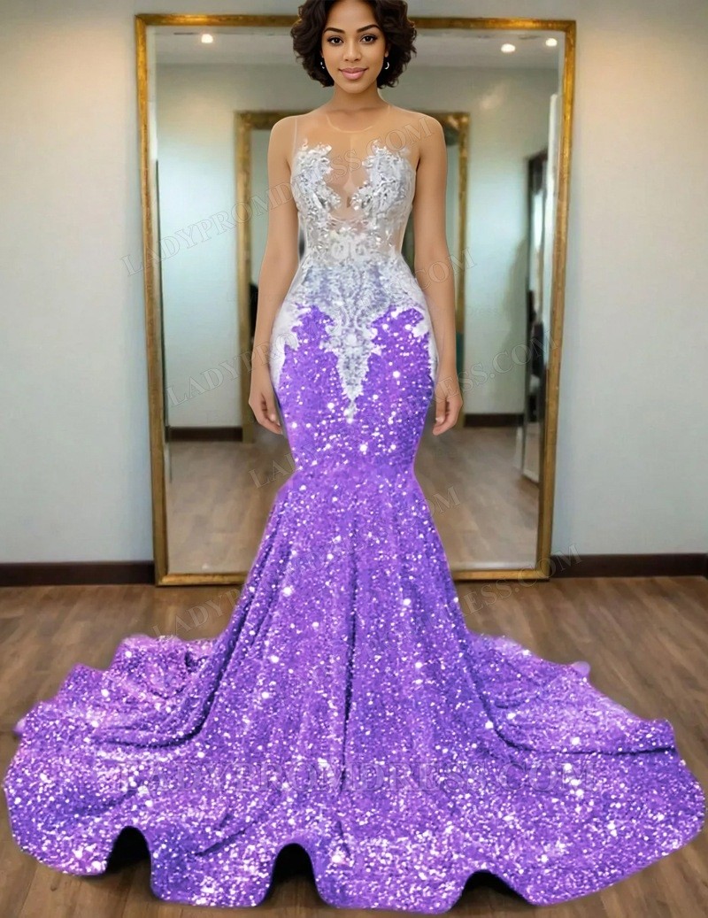 2025 silver mermaid sequins prom dresses with beaded