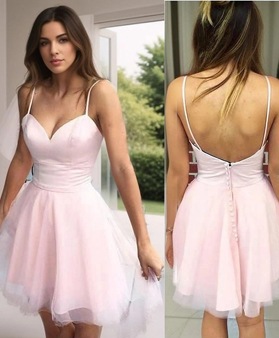 A-Line Princess Sweetheart Sleeveless Tulle Short Homecoming Dresses, As Picture & Size 2 - 26W In Stock & Ships in 48 Hours Back