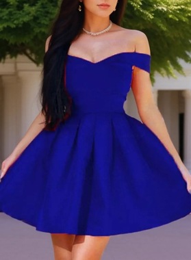 2026 Ball Gown Off the Shoulder Satin Ruched Red Short/Mini Homecoming Dresses Back