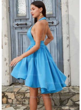 Purple A-line Halter Sleeveless Short/Mini Sweet 16 / Homecoming Dresses Back