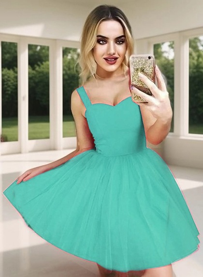 A-Line Straps Sleeveless Short Red Tulle Homecoming Dress 2026  - Image 12