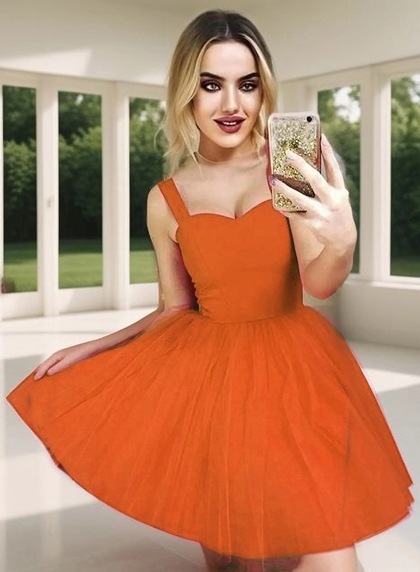 A-Line Straps Sleeveless Short Red Tulle Homecoming Dress 2026  - Image 13