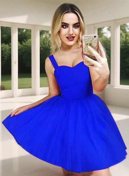 A-Line Straps Sleeveless Short Red Tulle Homecoming Dress 2026  - Image 15