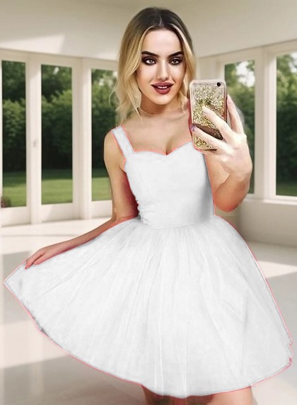 A-Line Straps Sleeveless Short Red Tulle Homecoming Dress 2026  - Image 16